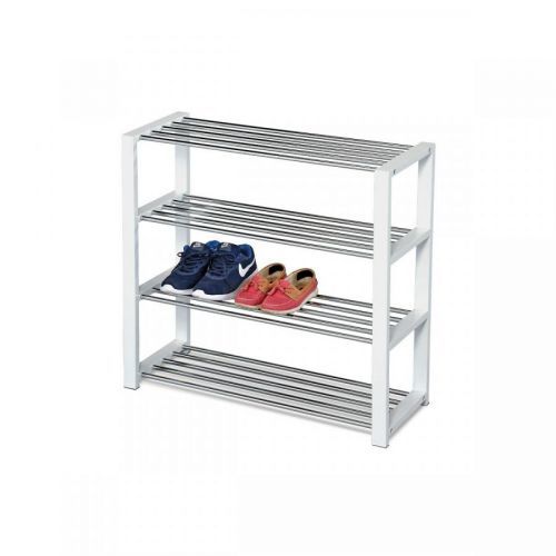 Botník 4 poschodia biela/chróm, 81 x 30 x 73 cm