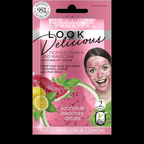 Eveline Cosmetics EVELINE Look Delicious čistiaca BIO maska s prírodným pílingom - Melón & Citrón