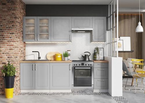 Kuchynská linka Natalia 180/240 sivá mat  BB