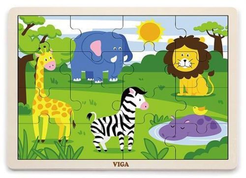 Viga Drevené puzzle safari 16ks