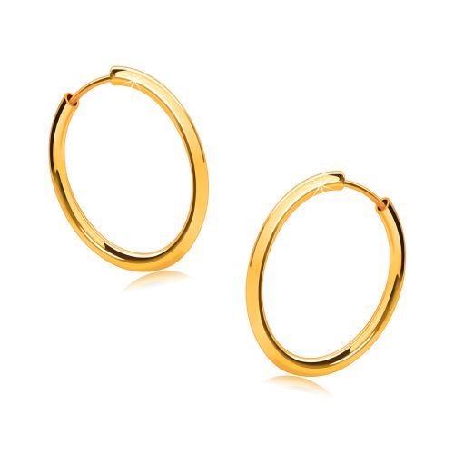 Zlaté okrúhle náušnice v 14K zlate - tenké zaoblené ramená, lesklý povrch, 16 mm