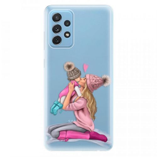 Odolné silikónové puzdro iSaprio - Kissing Mom - Blond and Girl - Samsung Galaxy A72
