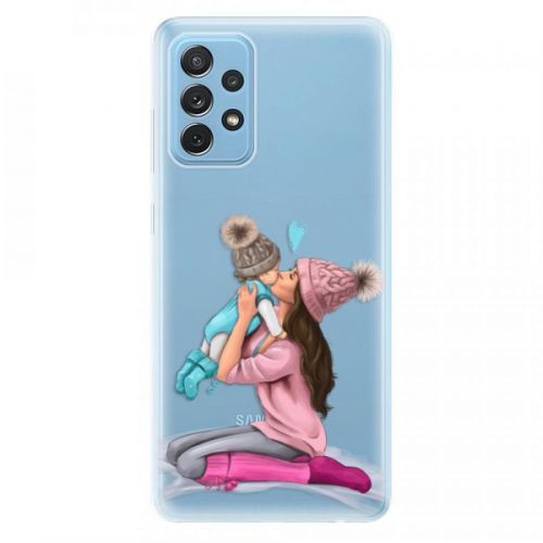 Odolné silikónové puzdro iSaprio - Kissing Mom - Brunette and Boy - Samsung Galaxy A72