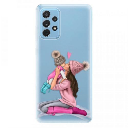 Odolné silikónové puzdro iSaprio - Kissing Mom - Brunette and Girl - Samsung Galaxy A72