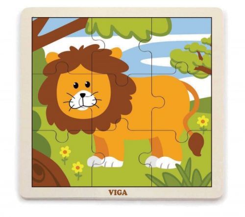 Viga Drevené puzzle lev 9ks