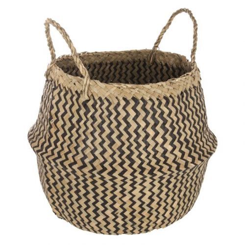 Košík z přírodní mořské trávy 40cm hnědo-černý