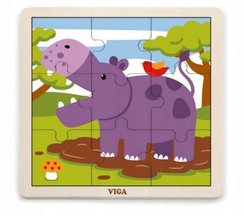 Viga Drevené puzzle hroch 9ks