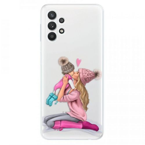 Odolné silikónové puzdro iSaprio - Kissing Mom - Blond and Girl - Samsung Galaxy A32