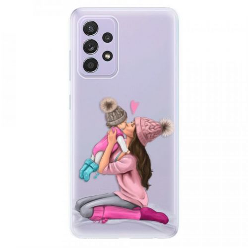 Odolné silikónové puzdro iSaprio - Kissing Mom - Brunette and Girl - Samsung Galaxy A52/A52 5G