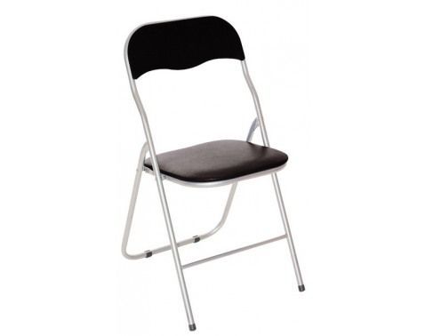 Skladacia stolička Foldus, čierna ekokoža%