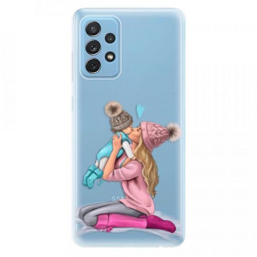 Odolné silikónové puzdro iSaprio - Kissing Mom - Blond and Boy - Samsung Galaxy A72