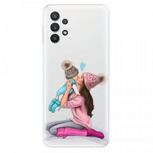 Odolné silikónové puzdro iSaprio - Kissing Mom - Brunette and Boy - Samsung Galaxy A32