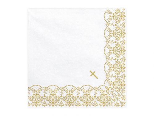 PartyDeco Servítky - zlatý ornament 1. sväté prijímanie 33 x 33 cm
