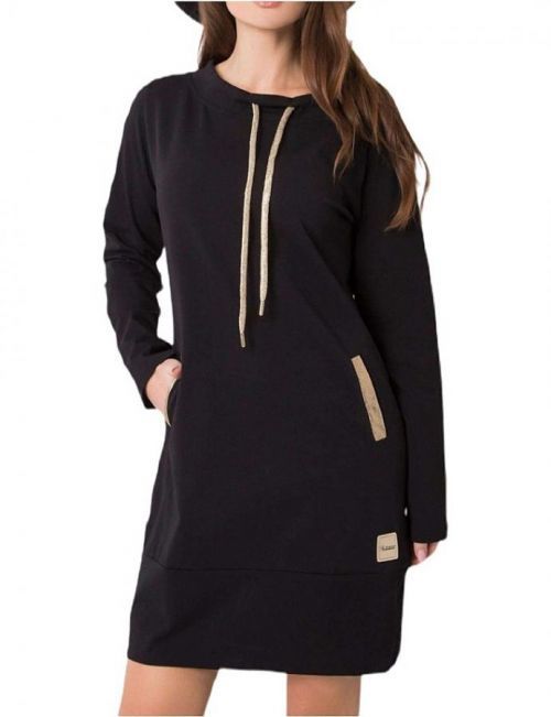 čierne mikinové šaty s vreckami