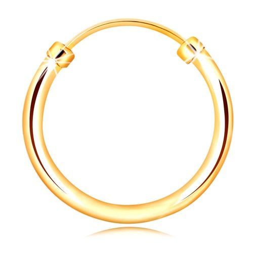 Piercing do nosa alebo ucha zo žltého zlata 375 - úzky krúžok, lesklý a hladký povrch