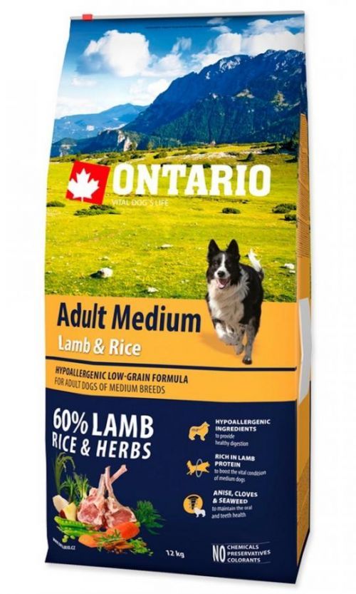 ONTARIO DOG ADULT MEDIUM LAMB & RICE (12KG)