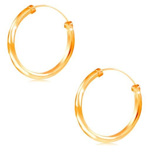 Náušnice zo žltého 14K zlata - kruhy s lesklým hladkým povrchom, 20 mm