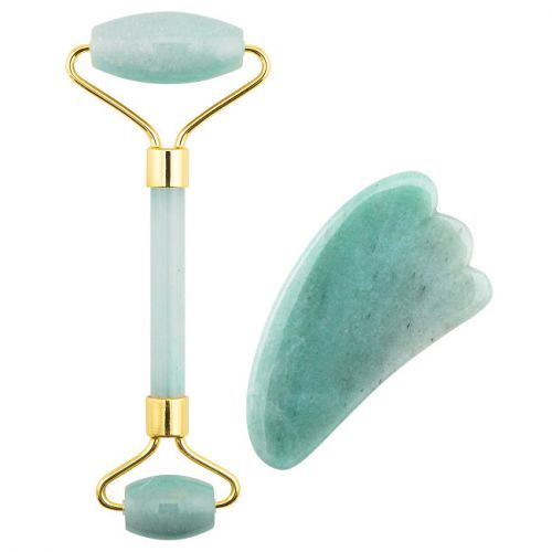 Palsar 7 Masážny valček a doštička Guasha jadeit (Green Aventurine Jade Roller & Gua Sha Set)
