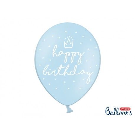 SB14P-244-011-6 Balóny Happy Birthday - pastelová modrá 30cm, 6ks
