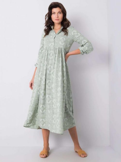 Khaki vzorované šaty RUE PARIS S