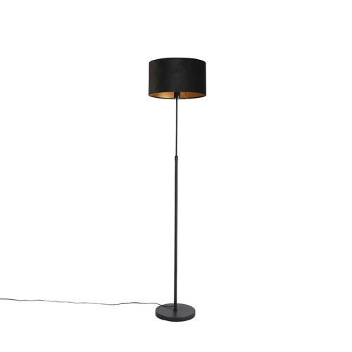 Stojacia lampa čierna s velúrovým odtieňom čierna so zlatom 35 cm - Parte