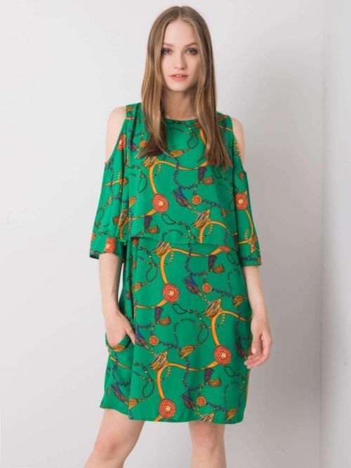 RUE PARIS Zelené vzorované šaty S / M
