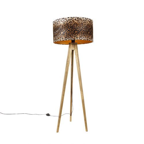 Tripod vintage hout met kap luipaard 50 cm - Tripod Classic