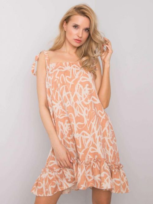 RUE PARIS Oranžové vzorované šaty S