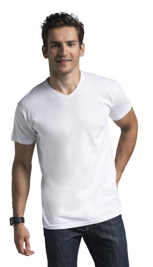 Pánske tričko M V-NECK 22155 - Promostars šedá-žíhaná S