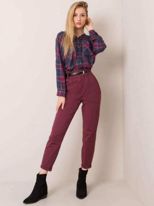 Gaštanové nohavice s vysokým pásom M