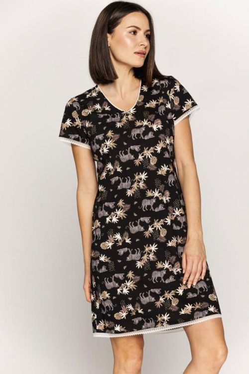 Dámska nočná košeľa Cana 874 kr / r 2XL čierny vzor XXL