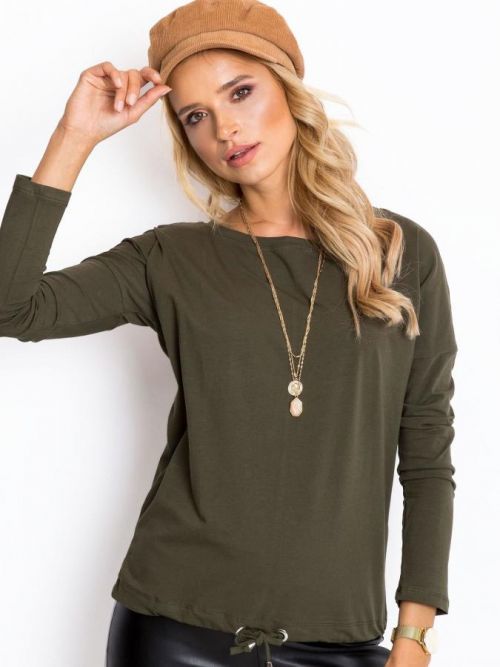 Základná khaki blúzka s dlhými rukávmi XS