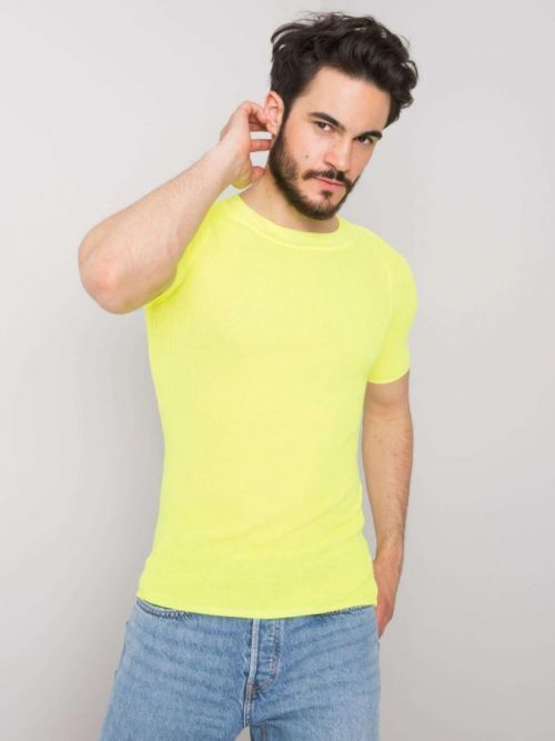 Fluo žlté pánske pletené tričko S