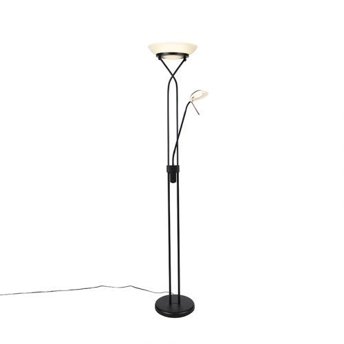 Stojacia lampa čierna vrátane LED a stmievača s lampou na čítanie - Empoli