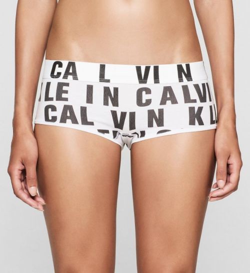 Šortky Boyshort QF1663E - Calvin Klein biela / potlač L