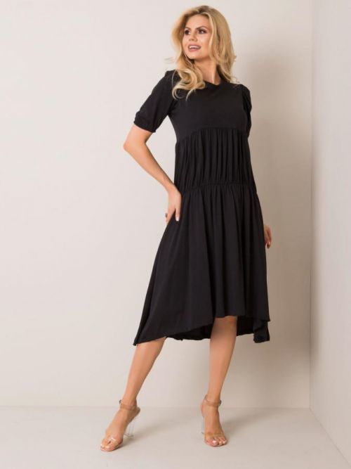 RUE PARIS Čierne midi šaty S