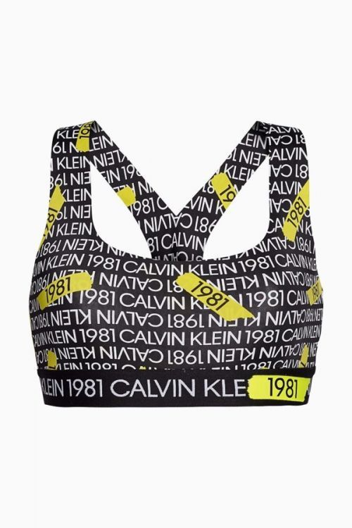 Podprsenka QF5502E - 7ZP Women Unlined Bralette - Calvin Klein čierna s potlačou S