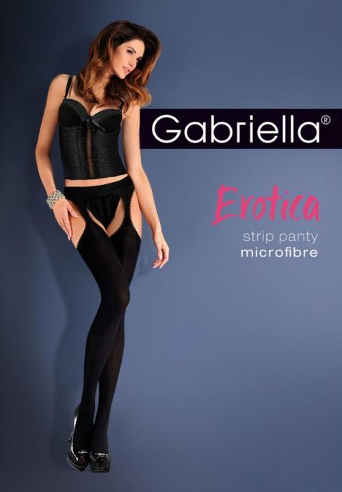 Pančuchové nohavice Strip Pánty Micro EROTICA - GABRIELLA černá 1/2