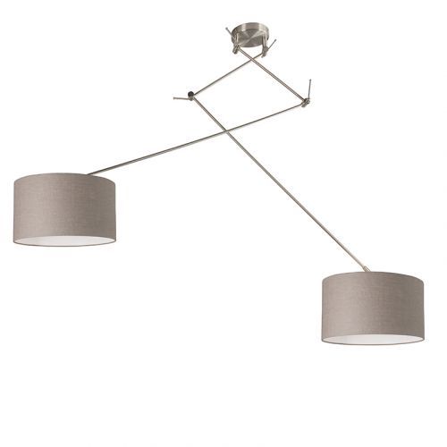 Závesné svietidlo oceľové s tienidlom 35 cm nastaviteľné taupe - Blitz II