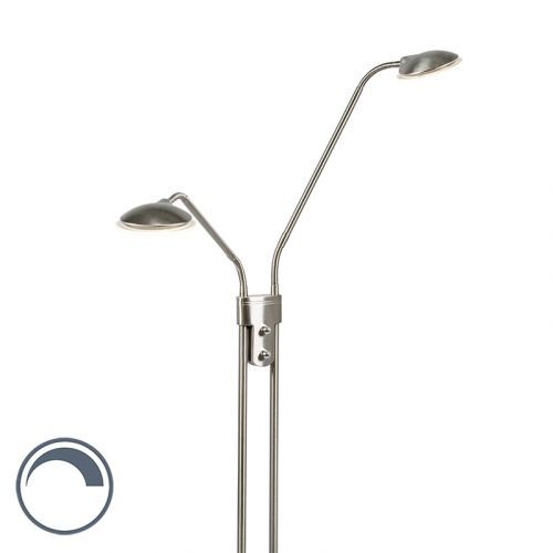 Moderná stojaca lampa z ocele s lampou na čítanie vrátane LED - Eva