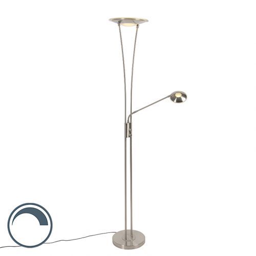 Moderná stojaca lampa z ocele vrátane LED s čítacím ramenom - Ibiza