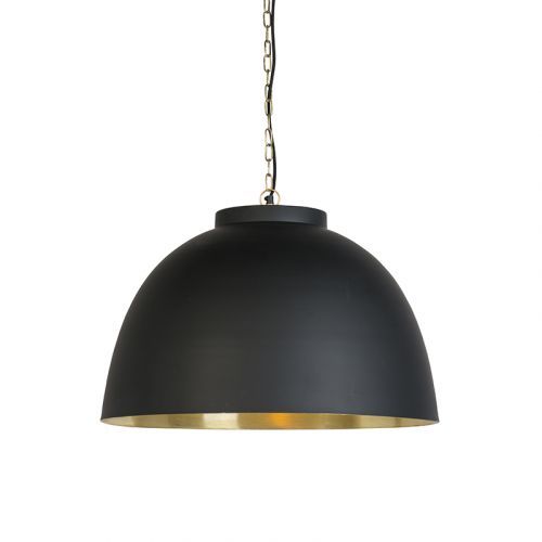 Závesná lampa čierna s mosadzou vo vnútri 60 cm - Hoodi