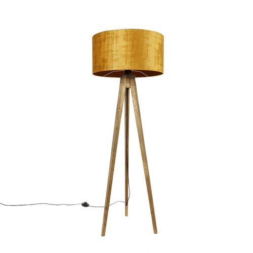 Tripod vintage hout met kap goud 50 cm - Tripod Classic