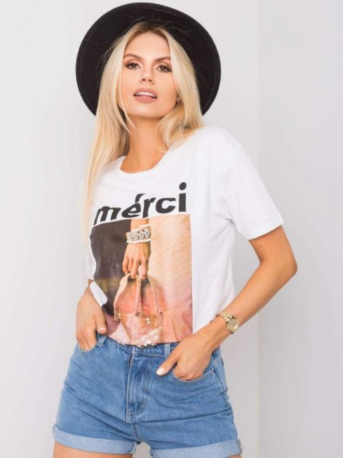 Dámske biele tričko s aplikáciami S