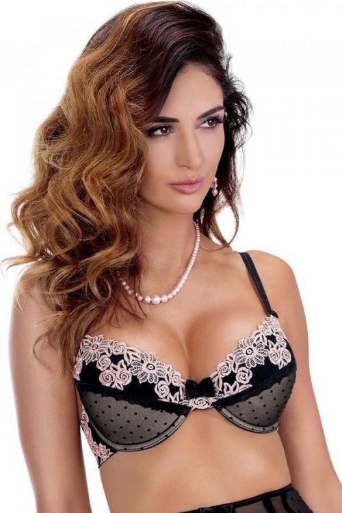 Dámska podprsenka Nefer push-up - ROZA čierna 70/A