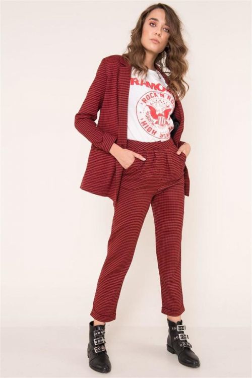 Červené vzorované nohavice BSL M