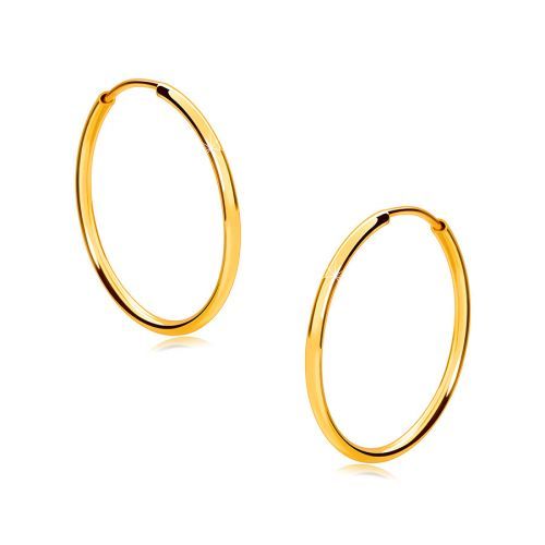 Zlaté okrúhle náušnice v 9K zlate - tenké zaoblené ramená, lesklý povrch, 17 mm