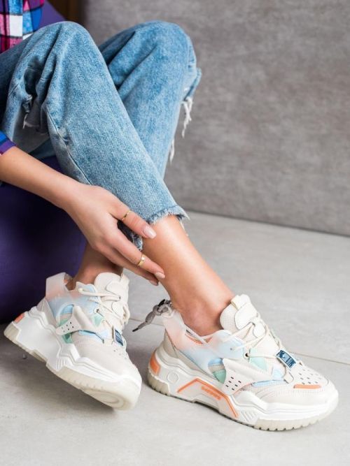 Trendy dámske hnedé tenisky bez podpätku 36