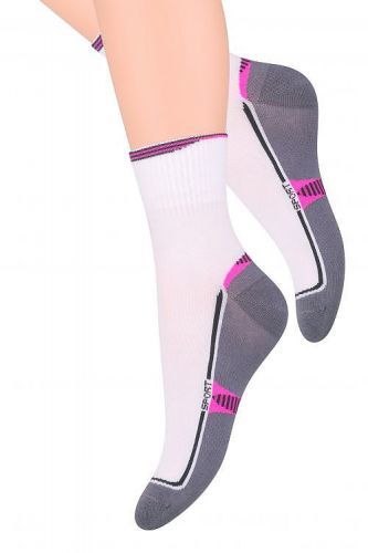 Dámske ponožky Steven art.026 Šport bielo-fialová 35-37