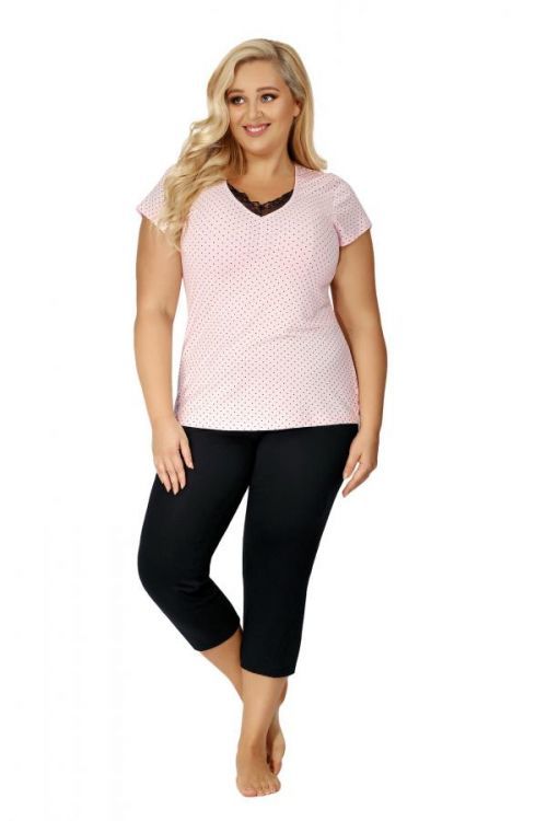 Dámske pyžamo Donna Alice 3/4 Plus 46-52 ružovo-čierna 4XL